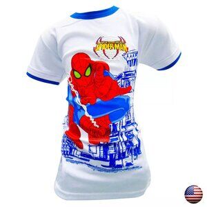 NWT SPIDER-MAN SUPERHEROE KIDS WHITE CREW NECK SHORT SLEEVE T-SHIRT SIZE 14